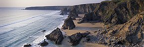 classic view of bedruthan steps